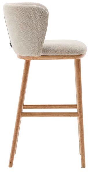 Kave Home Béžová barová židle Ciselia 75 cm s dřevěnou podnoží