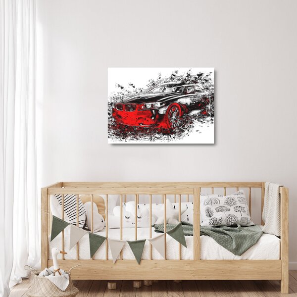 Skleněný obraz - Malované auto v akci (70x50 cm)