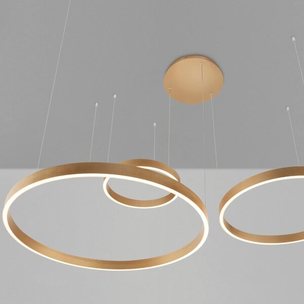 Zlaté kovové závěsné LED světlo Nova Luce Elowen 148 cm