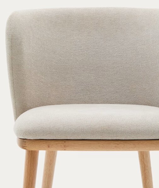 Kave Home Béžová jídelní židle Ciselia s dřevěnou podnoží