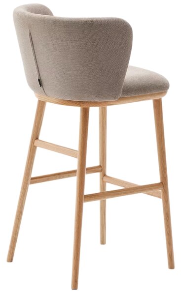 Kave Home Světle hnědá barová židle Ciselia 75 cm s dřevěnou podnoží
