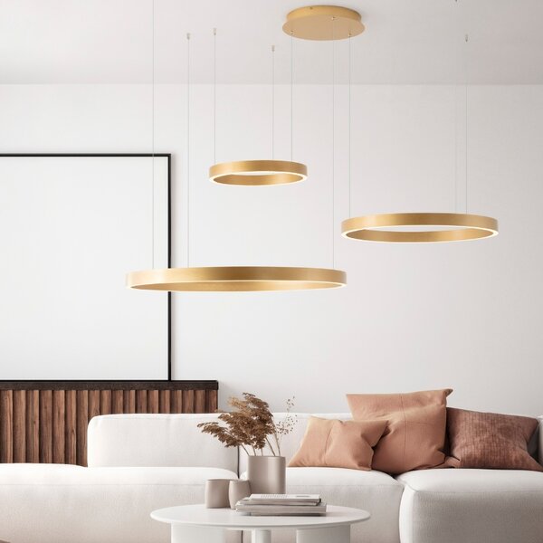 Zlaté kovové závěsné LED světlo Nova Luce Elowen 148 cm