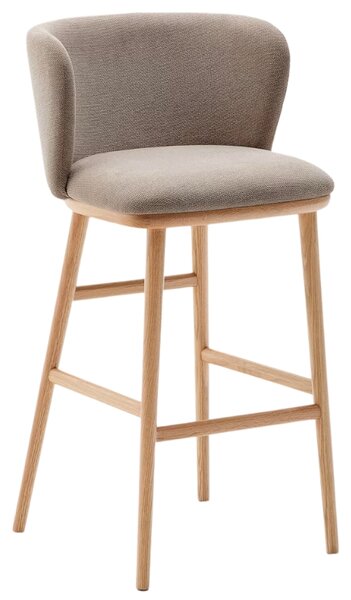 Kave Home Světle hnědá barová židle Ciselia 75 cm s dřevěnou podnoží