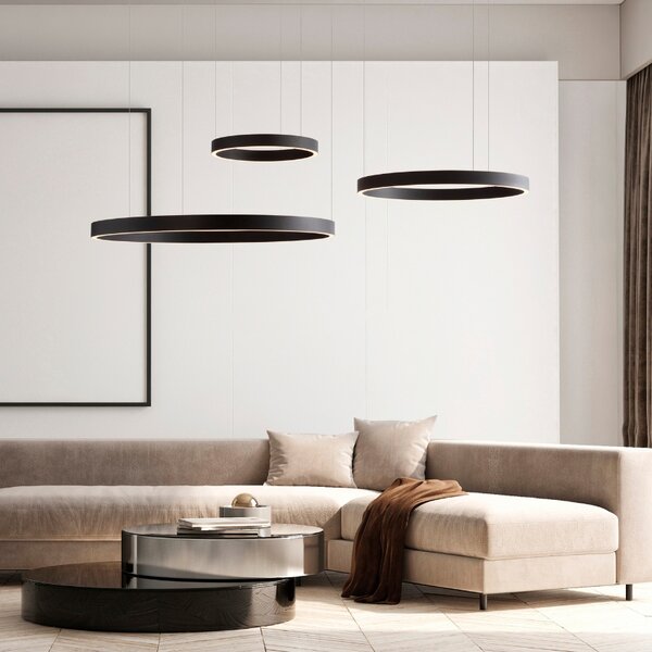 Černé kovové závěsné LED světlo Nova Luce Elowen 148 cm