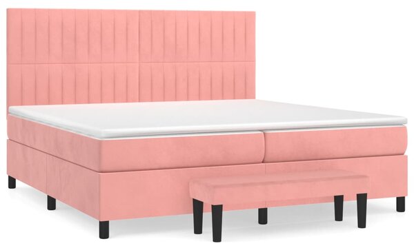 Box spring postel s matrací růžová 200x200 cm samet 3137988