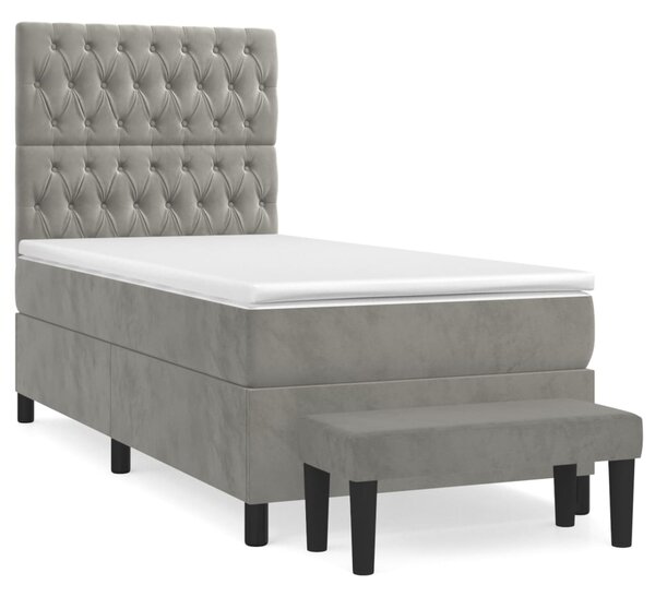 Box spring postel s matrací světle šedá 80 x 200 cm samet 3137989