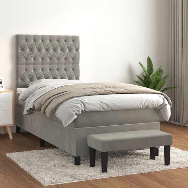 Box spring postel s matrací světle šedá 80 x 200 cm samet 3137989