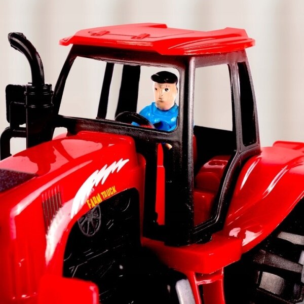 TRAKTOR FARMÁŘSKÝ 47cm S ODNÍMATELNÝM PŘÍVĚSEM + FIGURKA FARMÁŘE