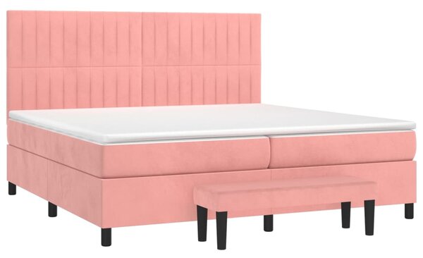 Box spring postel s matrací růžová 200x200 cm samet 3137988