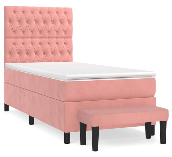 Box spring postel s matrací růžová 80 x 200 cm samet 3137994