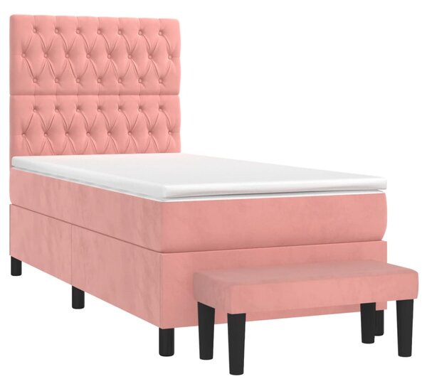 Box spring postel s matrací růžová 80 x 200 cm samet 3137994