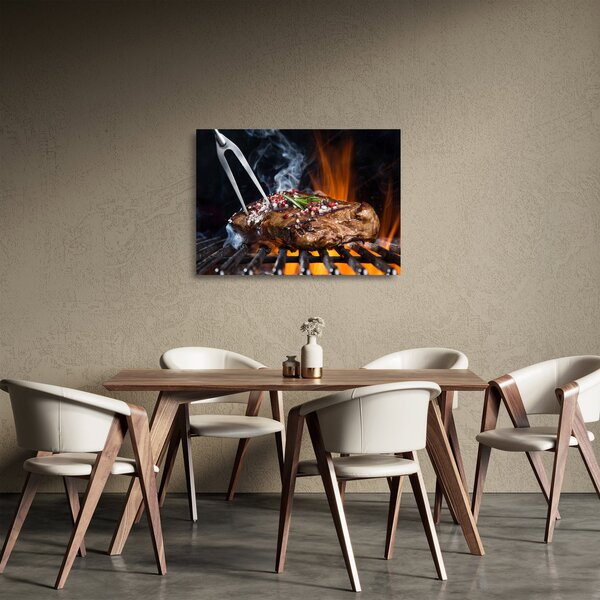 Skleněný obraz steaku na grilu (70x50 cm)