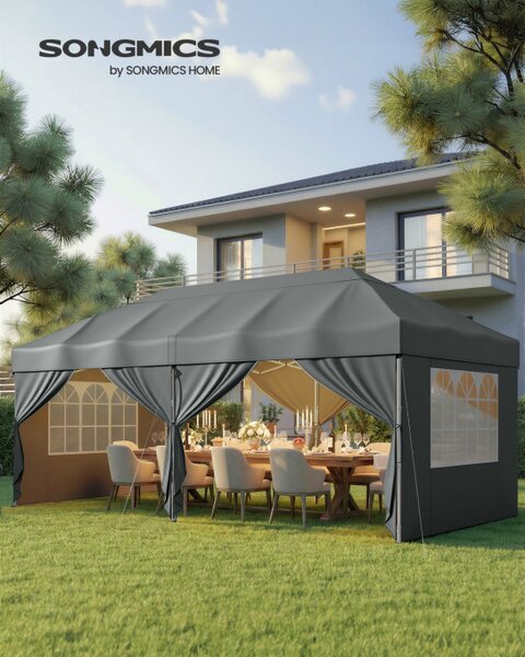 Zahradní párty stan GCT204GZ01 tmavě šedý 3x6 m