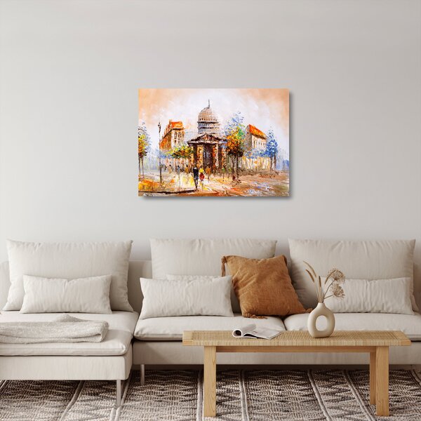 Skleněný obraz - Malovaná městká památka (70x50 cm)