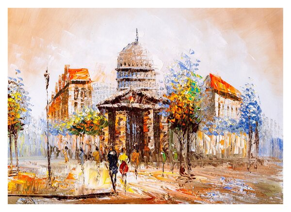Skleněný obraz - Malovaná městká památka (70x50 cm)
