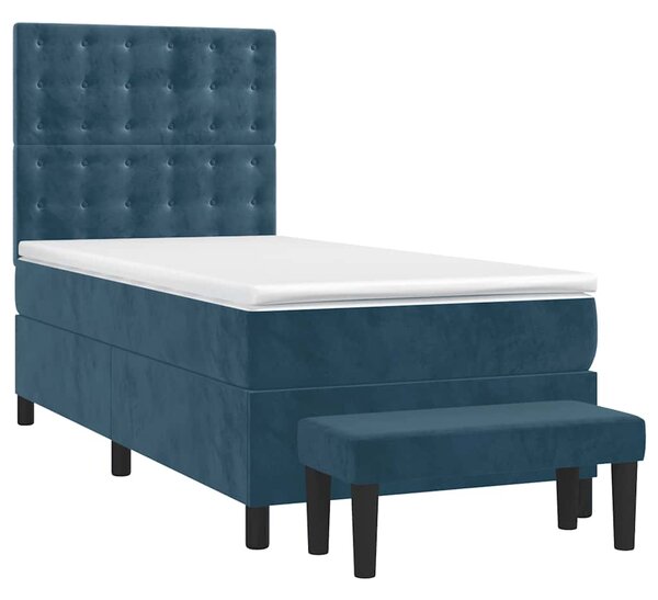 Box spring postel s matrací tmavě modrá 90x190 cm samet 3138059