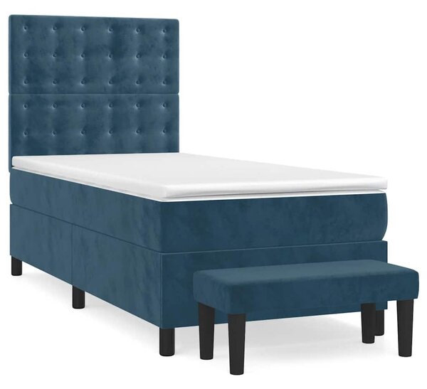 Box spring postel s matrací tmavě modrá 90x190 cm samet 3138059