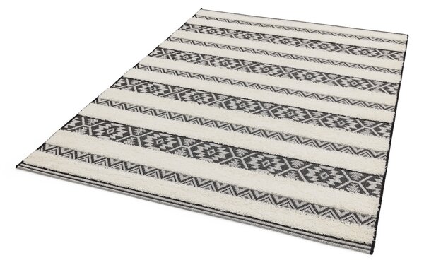 Tribeca Design Kusový koberec Mola Black/Cream Stripe Rozměry: 80x150 cm