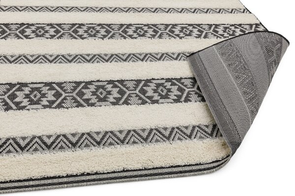 Tribeca Design Kusový koberec Mola Black/Cream Stripe Rozměry: 80x150 cm