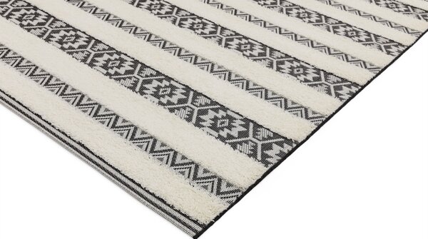 Tribeca Design Kusový koberec Mola Black/Cream Stripe Rozměry: 80x150 cm