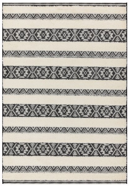 Tribeca Design Kusový koberec Mola Black/Cream Stripe Rozměry: 80x150 cm