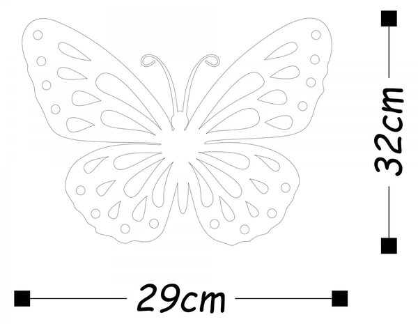 Hanah Home Nástěnná kovová dekorace Motýl 32x29 cm zlatá