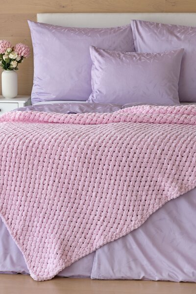 Deka Knittingly růžová Ručně pletená deka 130/170