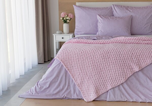 Deka Knittingly růžová Ručně pletená deka 130/170