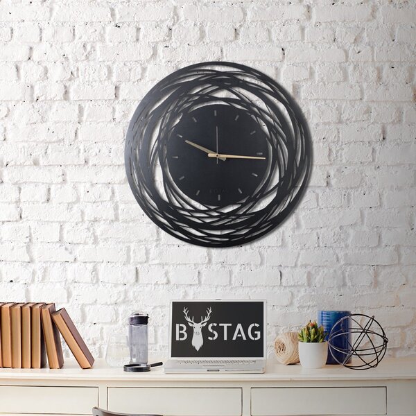 Hanah Home Nástěnné hodiny Lines 70 cm černé