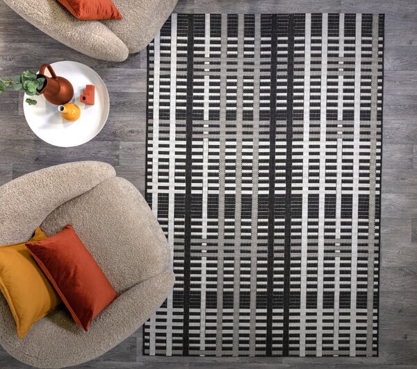 Tribeca Design Kusový koberec Granton Black Grid Rozměry: 120x170 cm