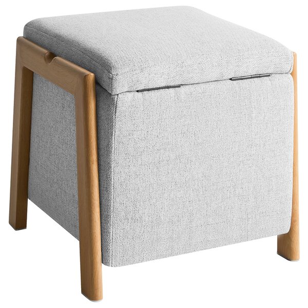 Úložný puf EDLAND Tkanina 45 cm Světle šedá