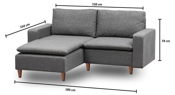 Šedá rohová pohovka (levý roh) Lungo – Balcab Home