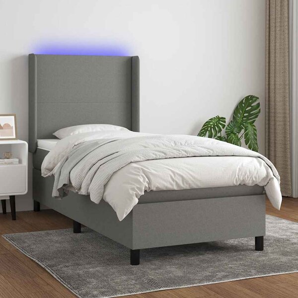 Box spring postel s matrací a LED tmavě šedá 80 x 200 cm textil 3138110