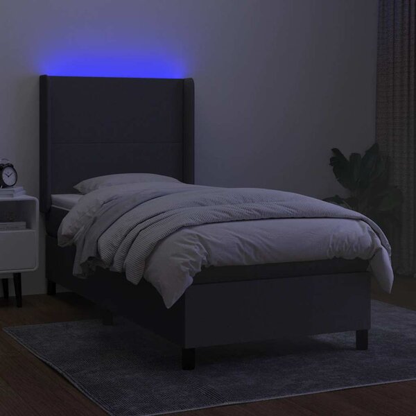 Box spring postel s matrací a LED tmavě šedá 80 x 200 cm textil 3138110