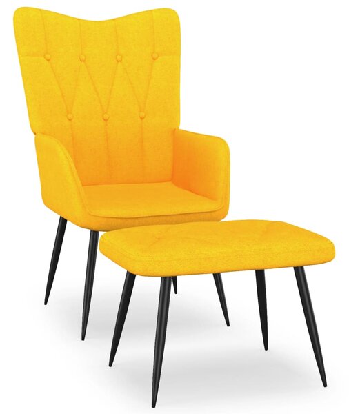 Relaxační křeslo se stoličkou hořčicově žluté textil