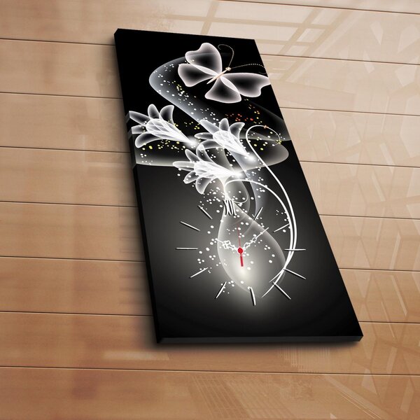 Hanah Home Obrazové nástěnné hodiny Motýl 30x70 cm vícebarevné