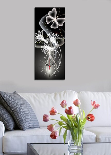 Hanah Home Obrazové nástěnné hodiny Motýl 30x70 cm vícebarevné
