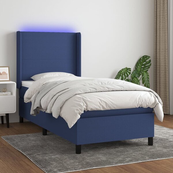 Box spring postel s matrací a LED modrá 80 x 200 cm textil 3138115