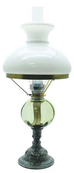 Sklárna Častolovice - Petrolejová lampa s cínovou nohou - lesní zelená - komplet 4
