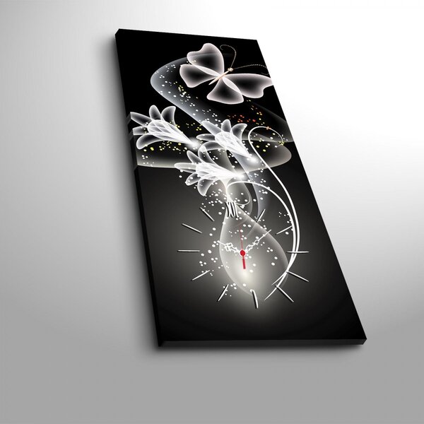 Hanah Home Obrazové nástěnné hodiny Motýl 30x70 cm vícebarevné