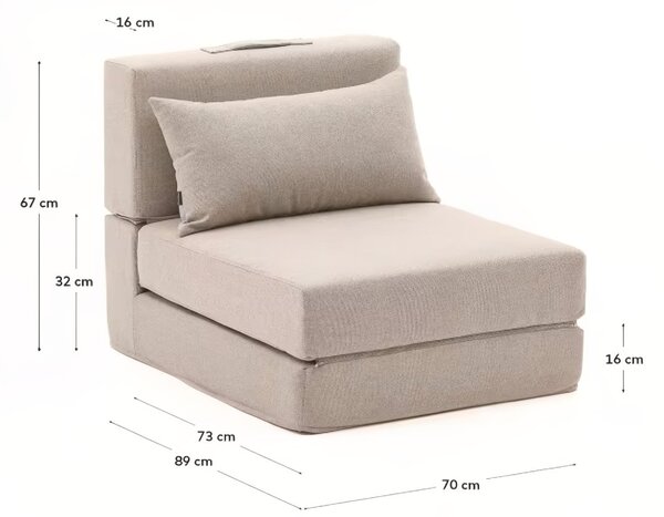 Béžové rozkládací křeslo Kave Home Arty