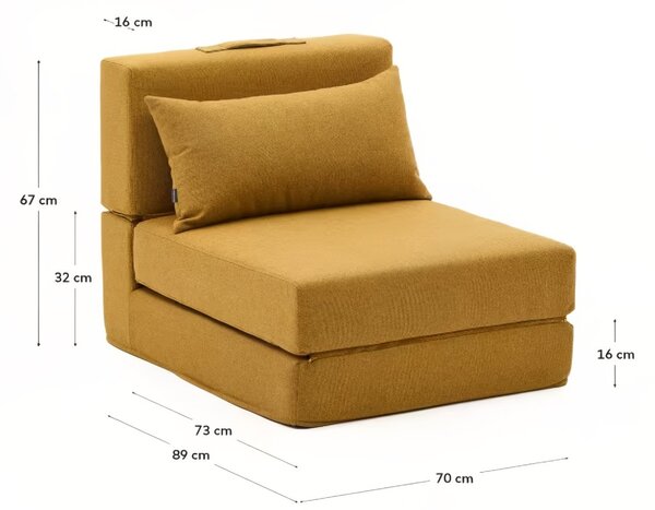 Hořčicově žluté rozkládací křeslo Kave Home Arty