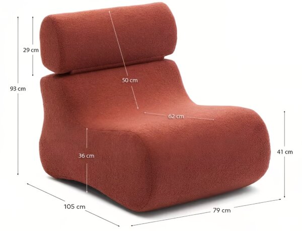 Kave Home Terakotově červené bouclé křeslo Club