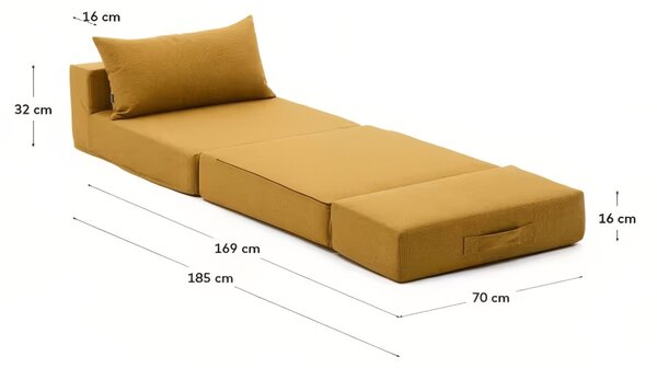 Hořčicově žluté rozkládací křeslo Kave Home Arty