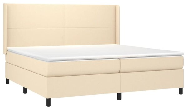 Box spring postel s matrací a LED krémová 200x200 cm textil 3138186