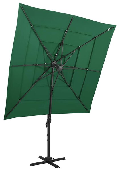 4stupňový zahradní slunečník hliníková tyč zelený 250 x 250 cm 313821