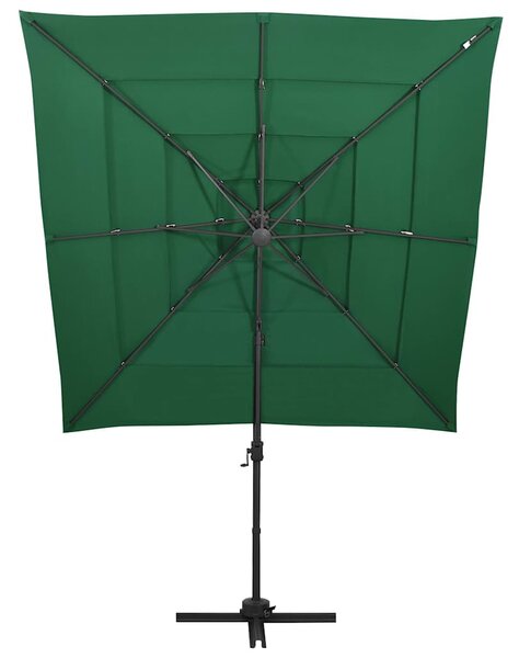 4stupňový zahradní slunečník hliníková tyč zelený 250 x 250 cm 313821