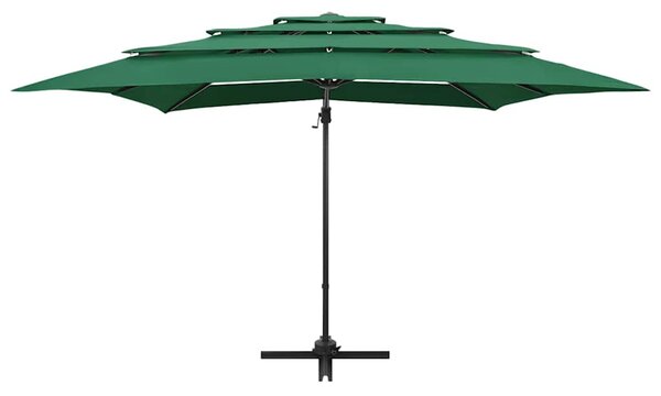 4stupňový zahradní slunečník hliníková tyč zelený 250 x 250 cm 313821