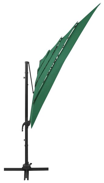 4stupňový zahradní slunečník hliníková tyč zelený 250 x 250 cm 313821