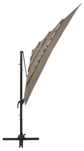 4stupňový zahradní slunečník s hliníkovou tyčí taupe 250x250 cm 313823